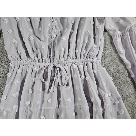 Boutique Fashion On Earth Flowy Dress Dusty Purple S Cinched Waist Long Sleeve - Picture 3 of 8